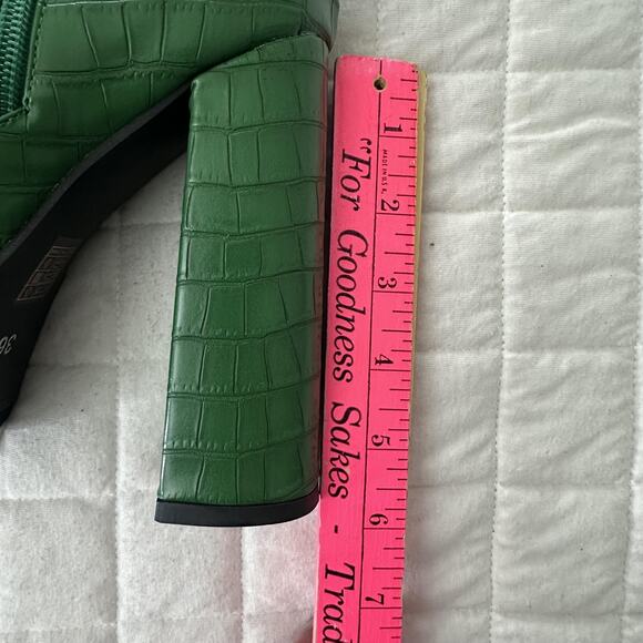 JINGPIN Womens Platform Boots 36 Green Faux Crocodile High Block Heel US 6 Glam - Picture 7 of 16